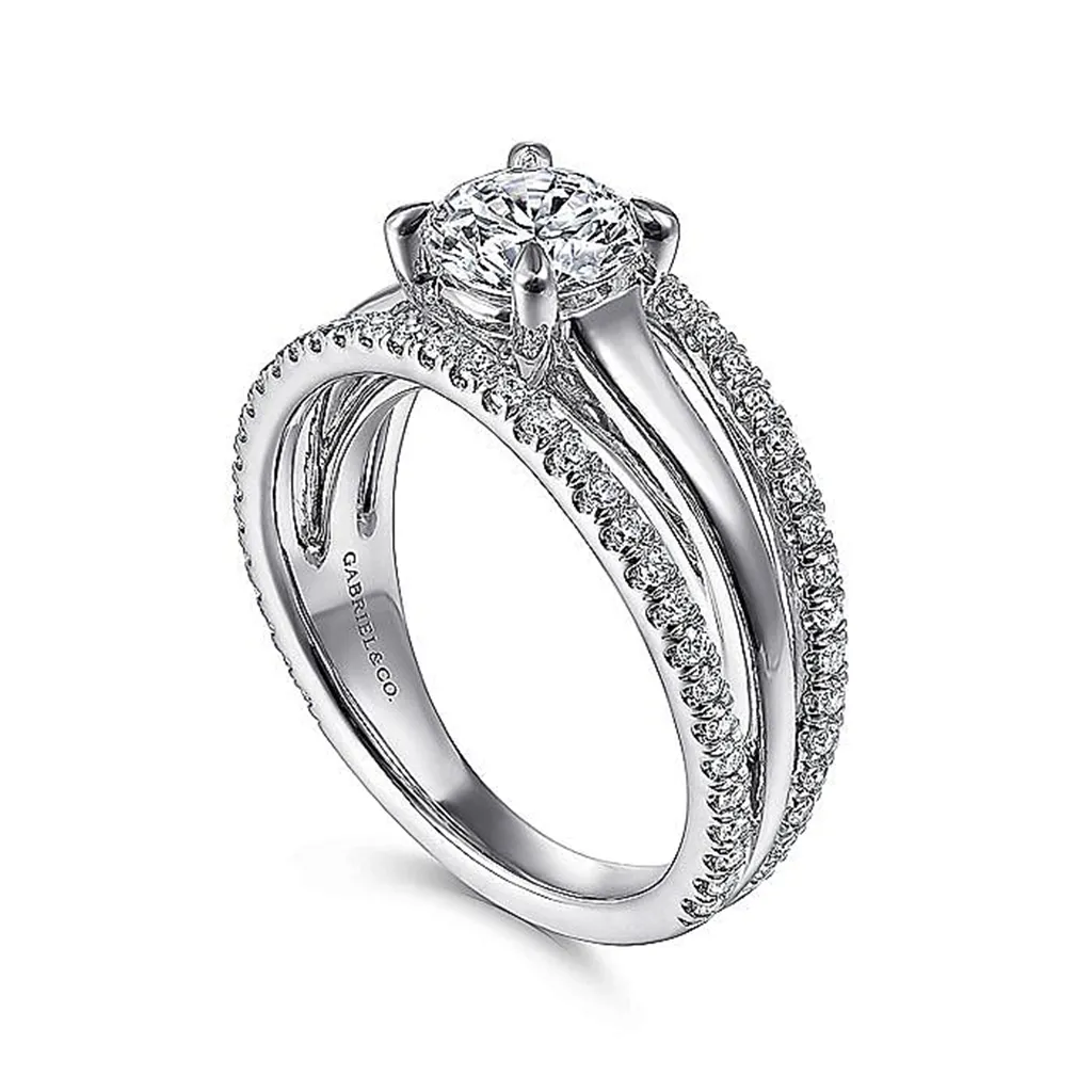 14K White Gold 'Hamila' Split Shank Round Diamond Engagement Ring