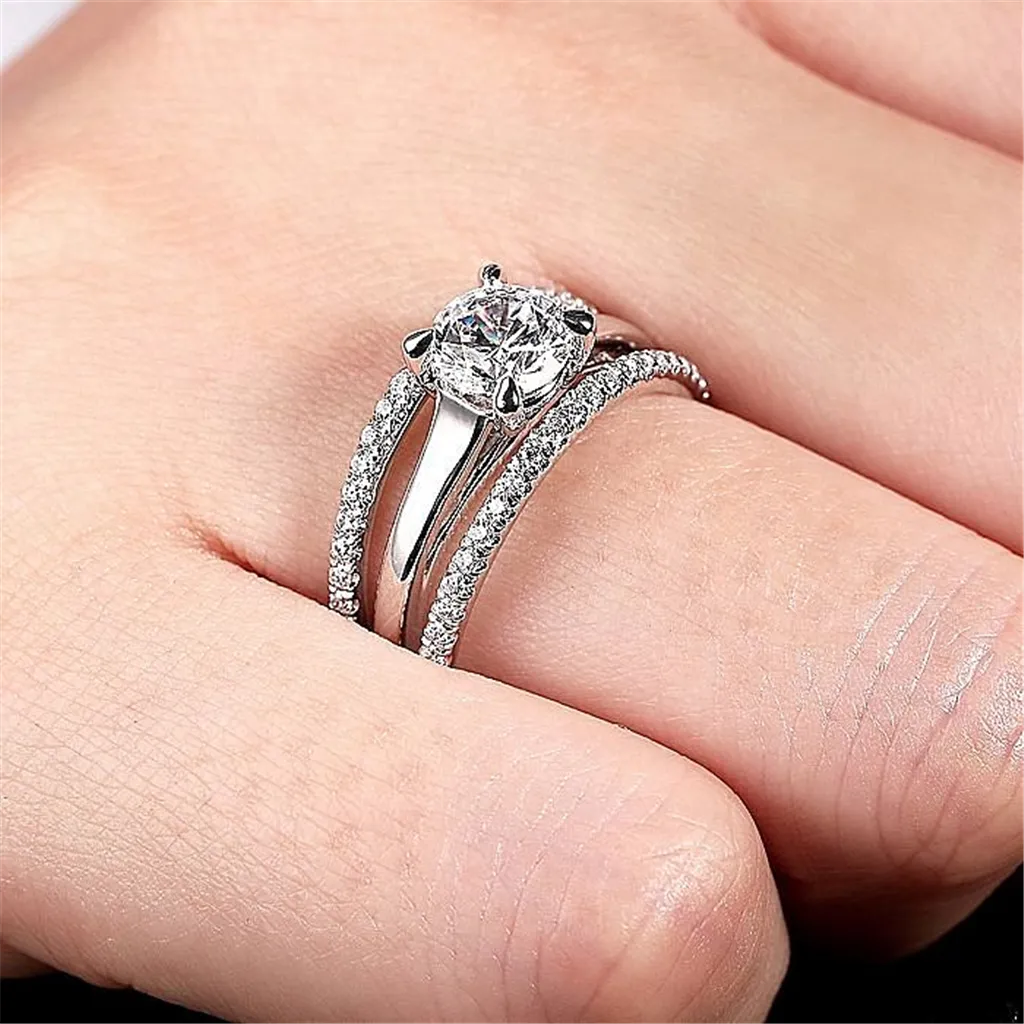 14K White Gold 'Hamila' Split Shank Round Diamond Engagement Ring