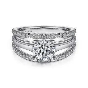 14K White Gold 'Hamila' Split Shank Round Diamond Engagement Ring