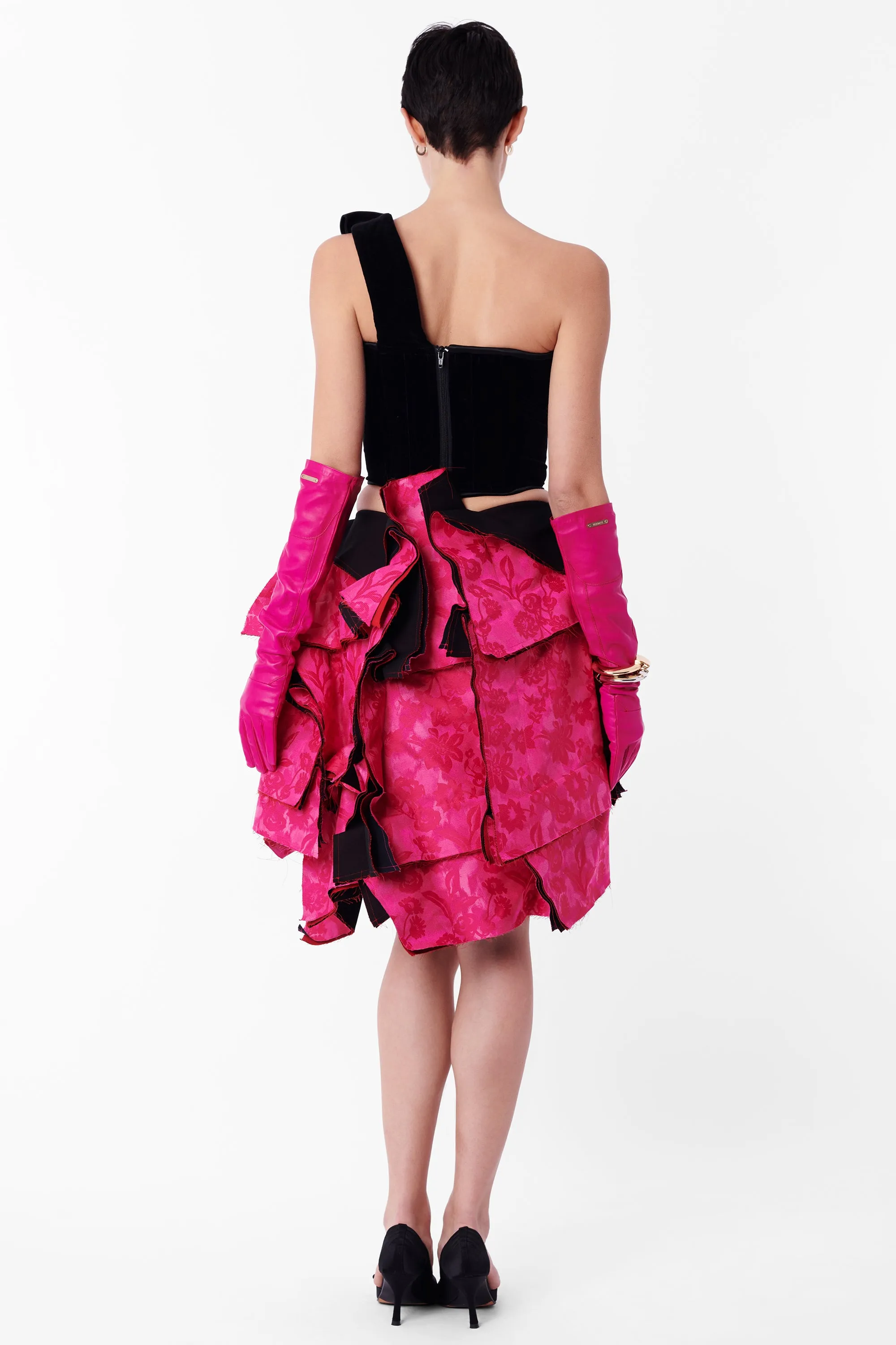 2005 Pink Floral Structured Skirt