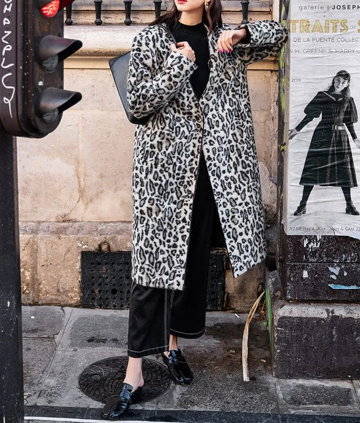 8GIRLS DESIGN WOOL MIX OVERCOAT IN LEOPARD