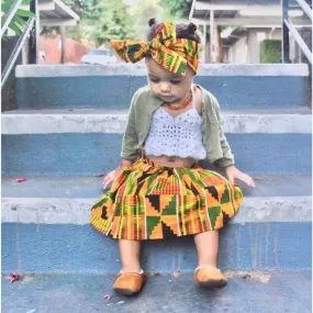 African Kente Skirt and Head Wrap