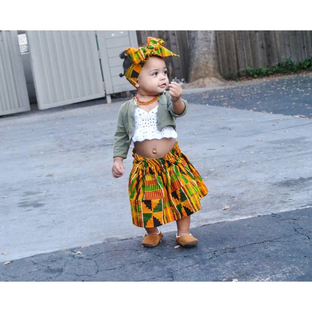 African Kente Skirt and Head Wrap