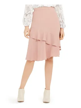 ALFANI Womens Pink Below The Knee Layered Skirt