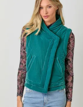 Anita Sleeveless Velvet Puffer Vest