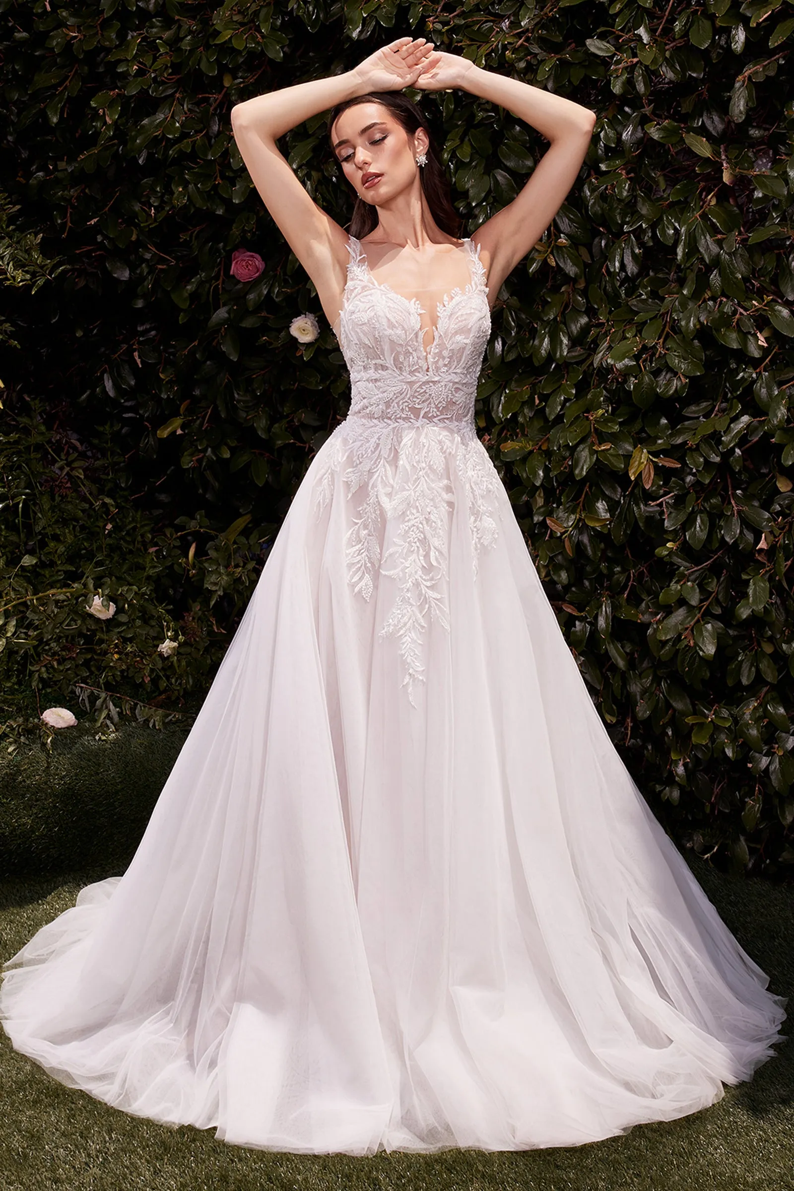 Applique Sleeveless Bridal Ball Gown by Ladivine CDS511W