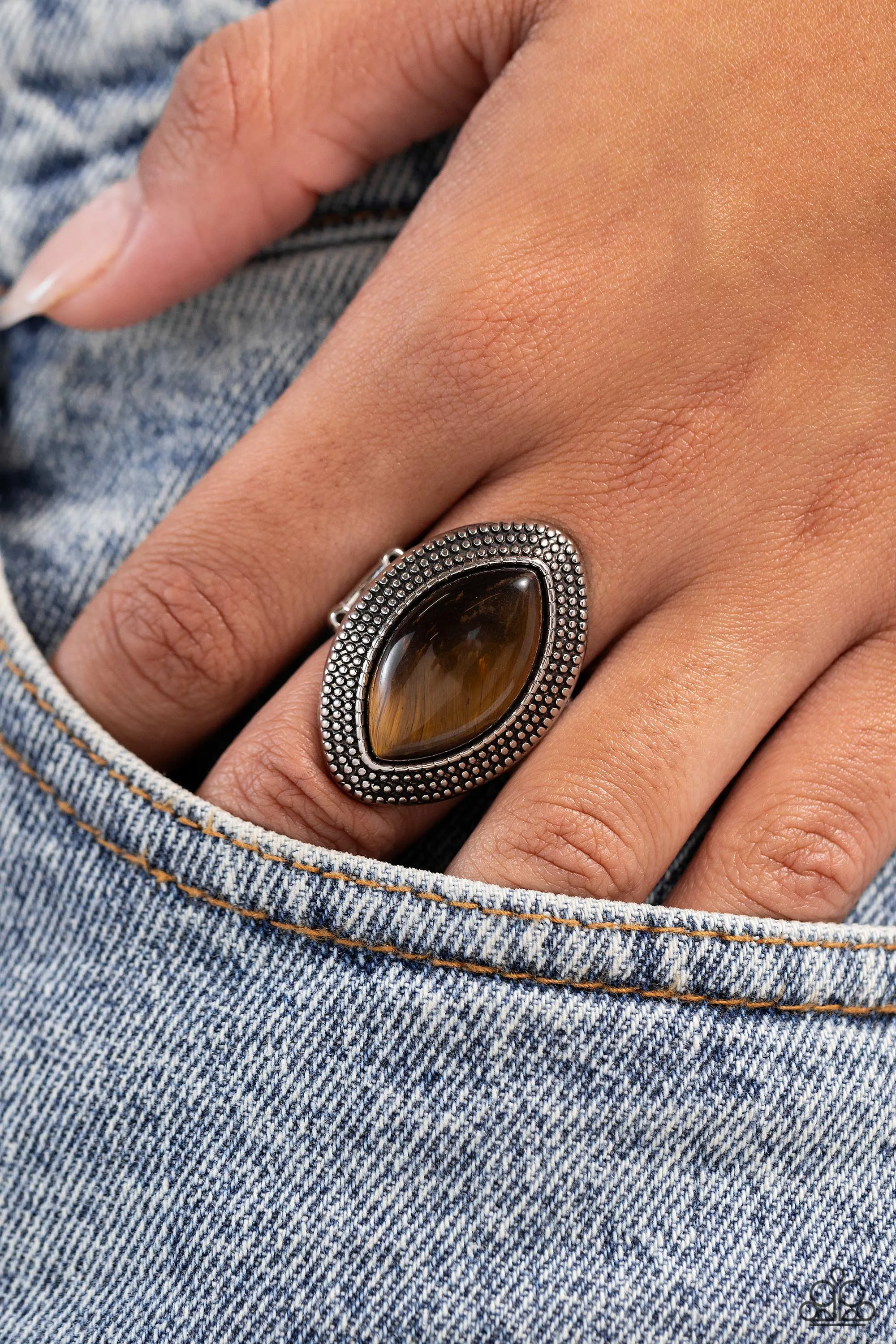 Artisanal Apothecary - Brown - Marquise Tiger's Eye Stone Paparazzi Ring