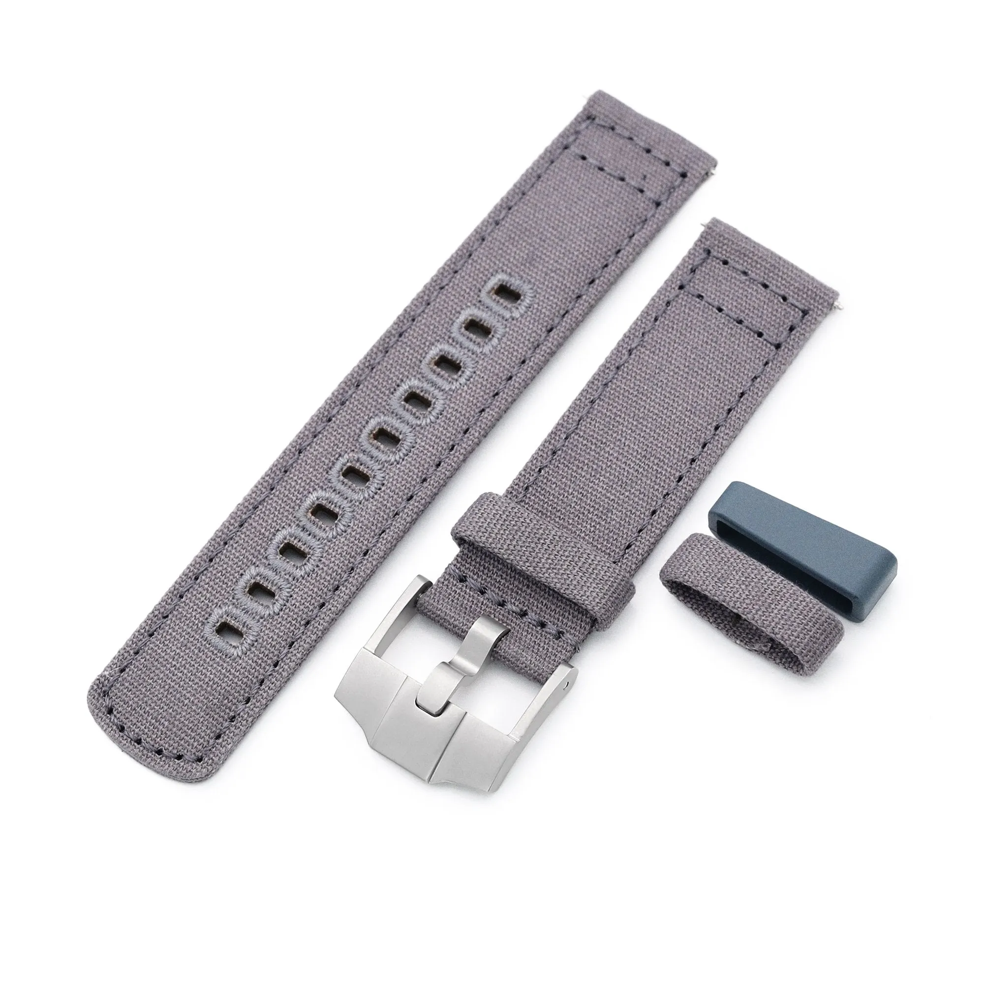 Ash Grey Quick Release Canvas Watch Strap, 22mm or 20mm