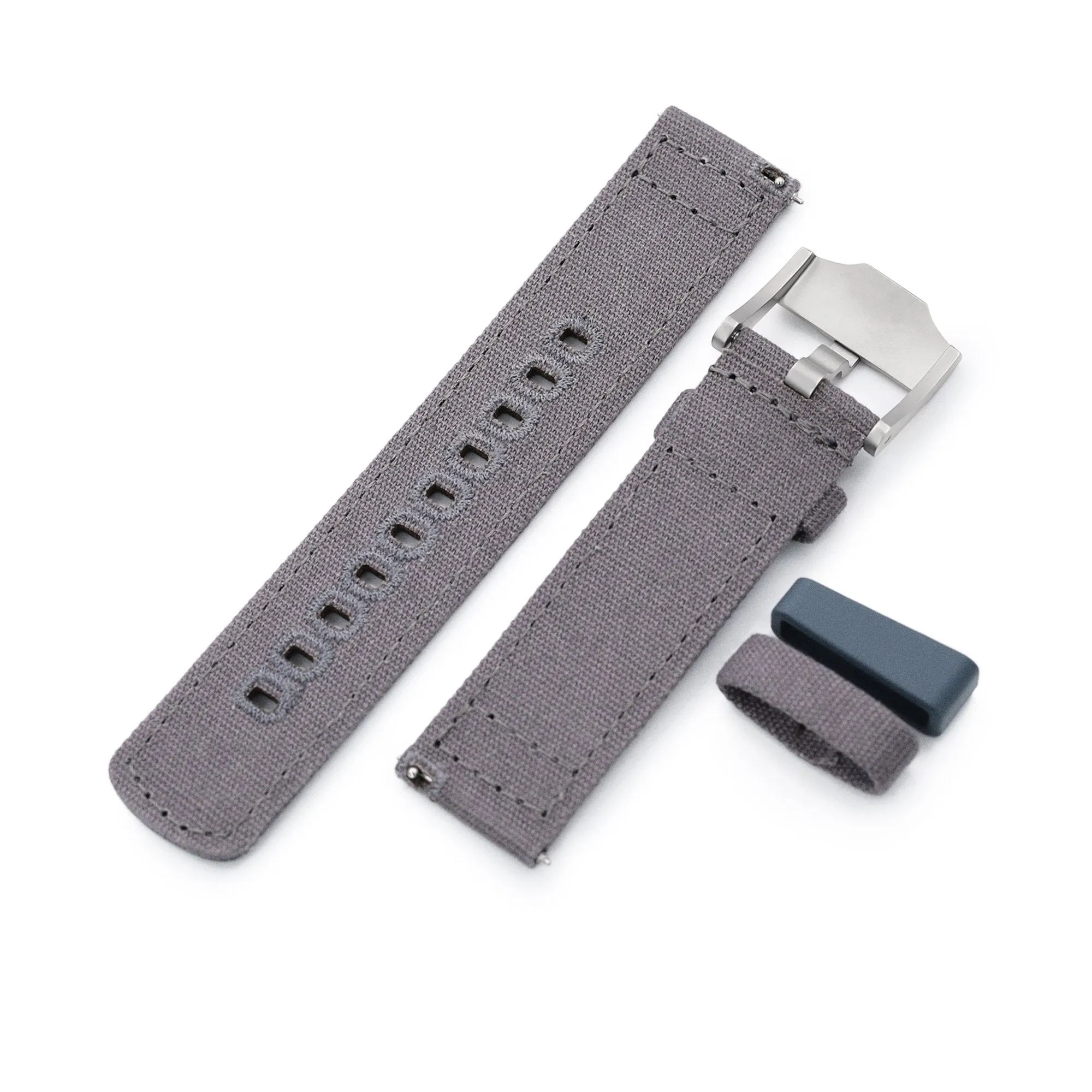 Ash Grey Quick Release Canvas Watch Strap, 22mm or 20mm