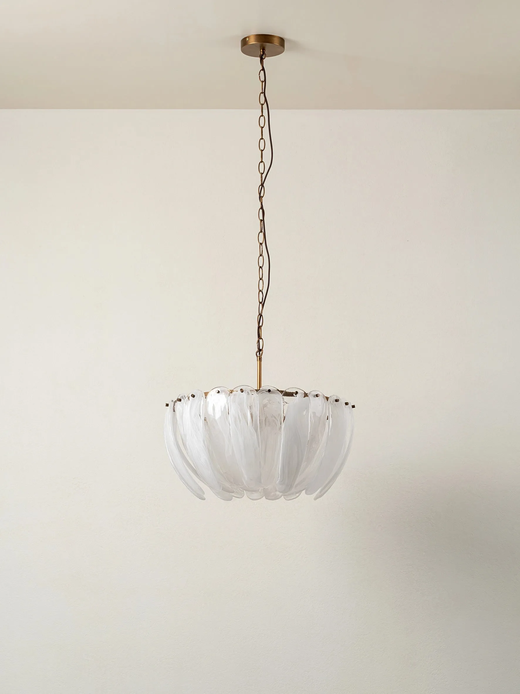 Astera - 4 light alabaster curved glass chandelier