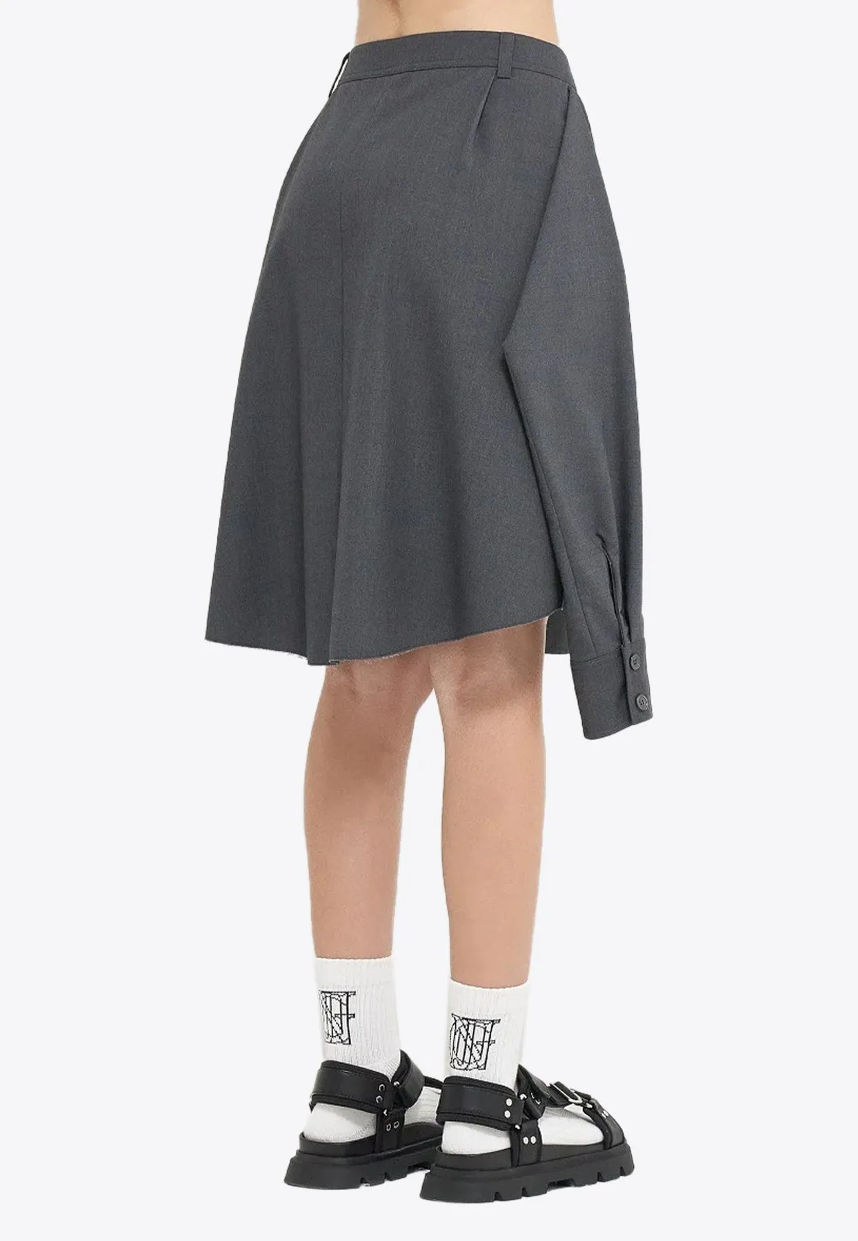 Asymmetric Mini Skirt with Layered Shirt