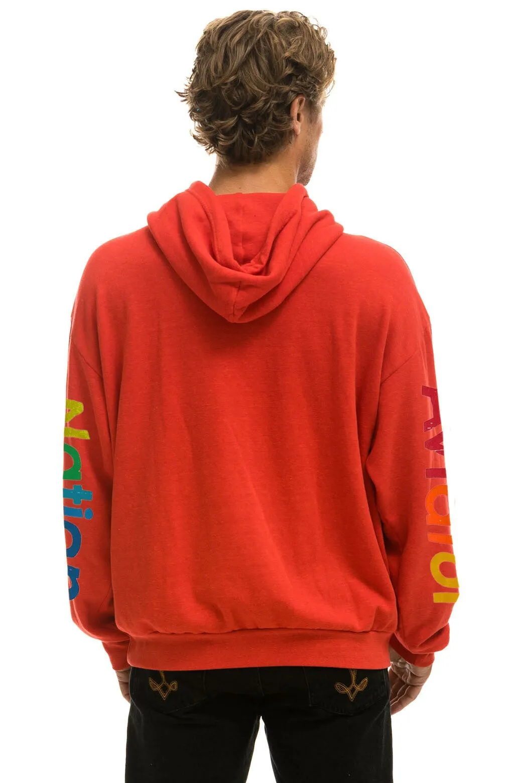 AVIATOR NATION MALIBU RELAXED PULLOVER HOODIE - RED