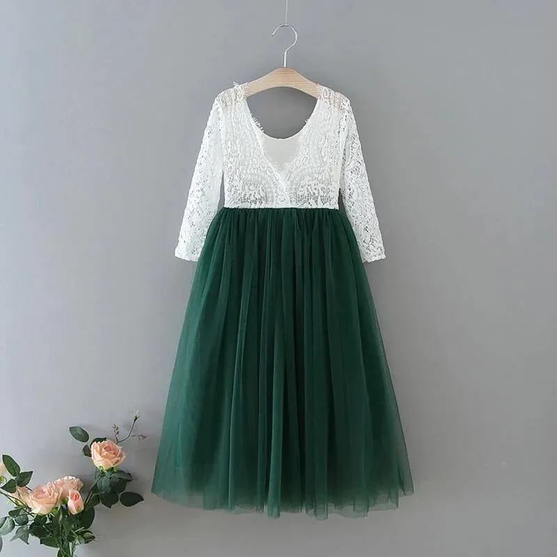 Baby Bohemian Classic Long Sleeve Dress - Hunter Green