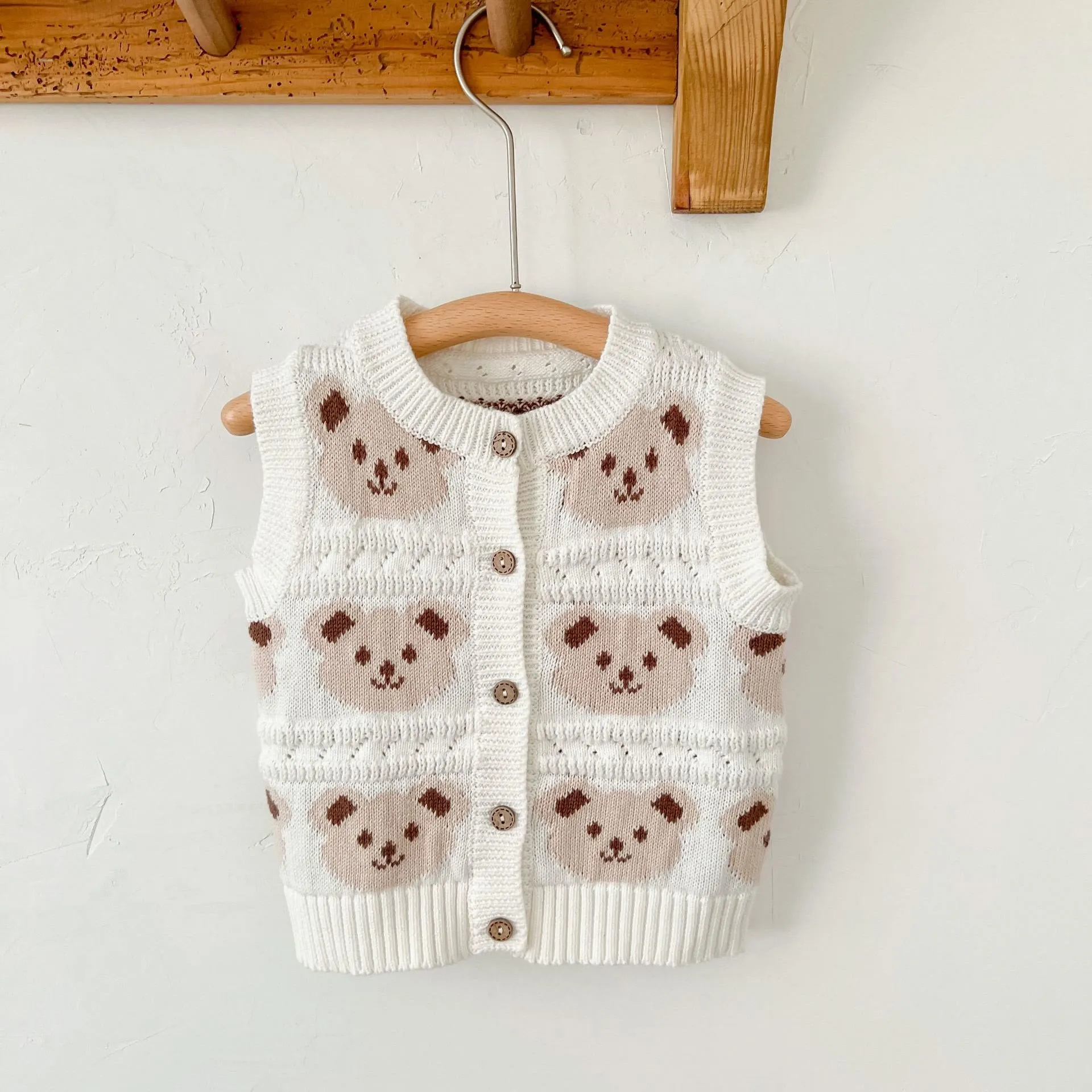 Baby Knitted Bear Button Vest