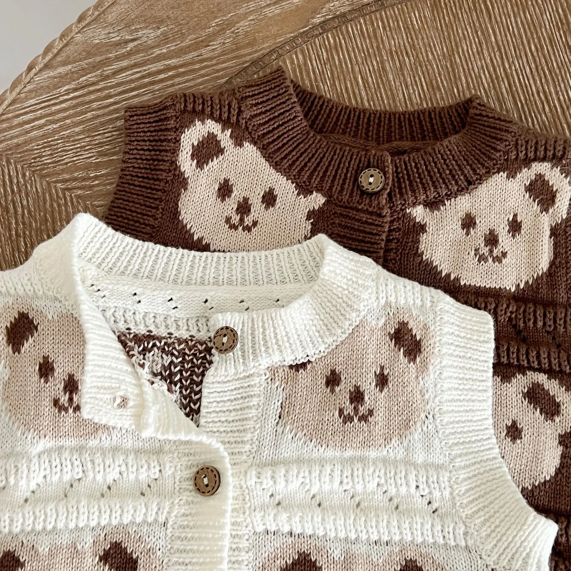 Baby Knitted Bear Button Vest