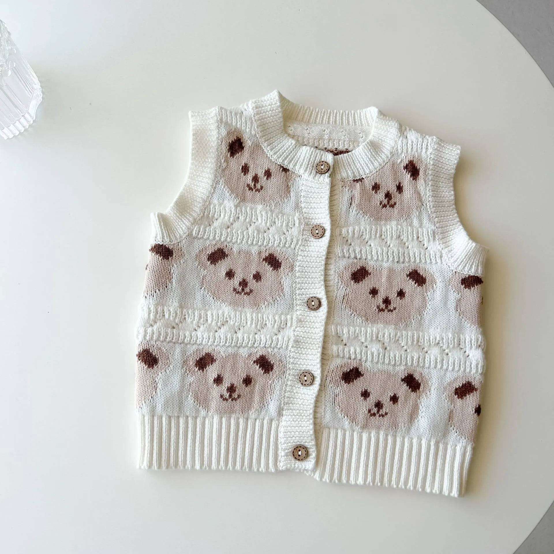 Baby Knitted Bear Button Vest