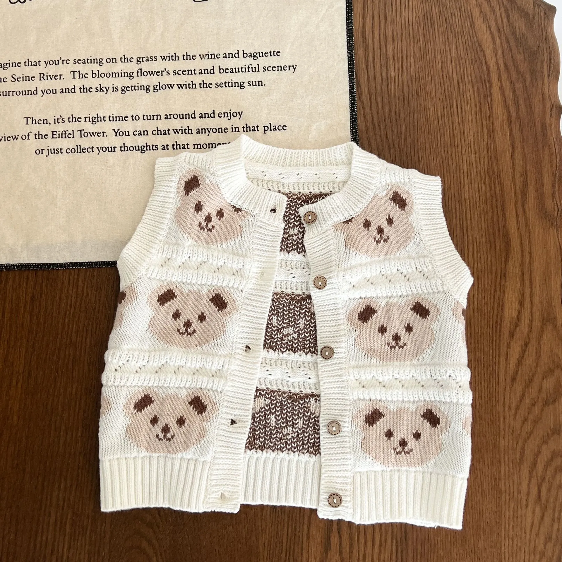 Baby Knitted Bear Button Vest