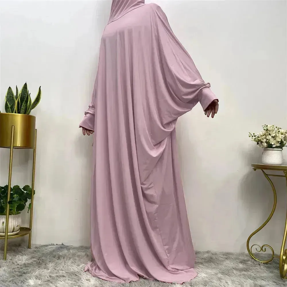 Batwing Sleeve Plain Abaya for Muslim Arab Women Eid Jalabiya for Women Islamic Wear for Women