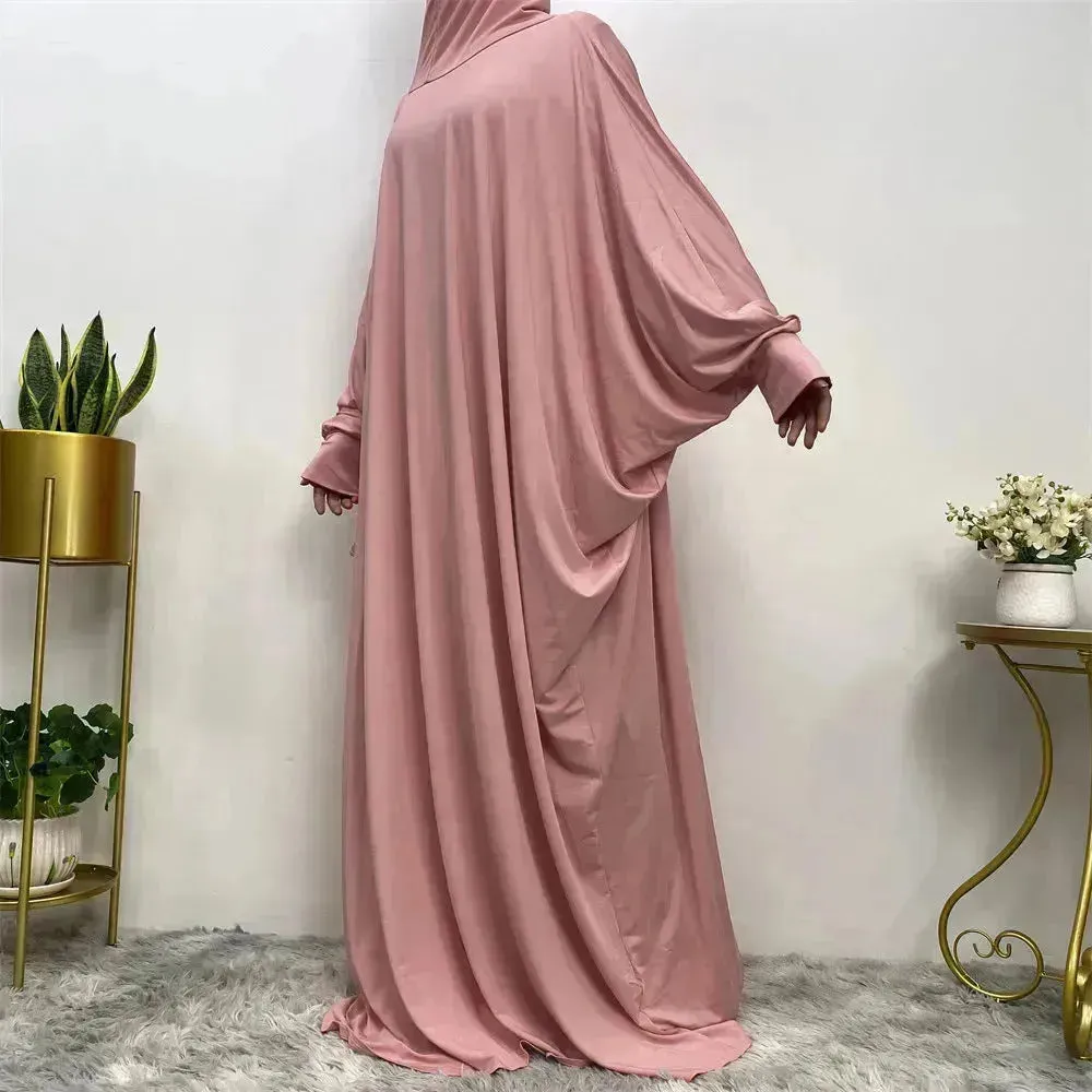 Batwing Sleeve Plain Abaya for Muslim Arab Women Eid Jalabiya for Women Islamic Wear for Women