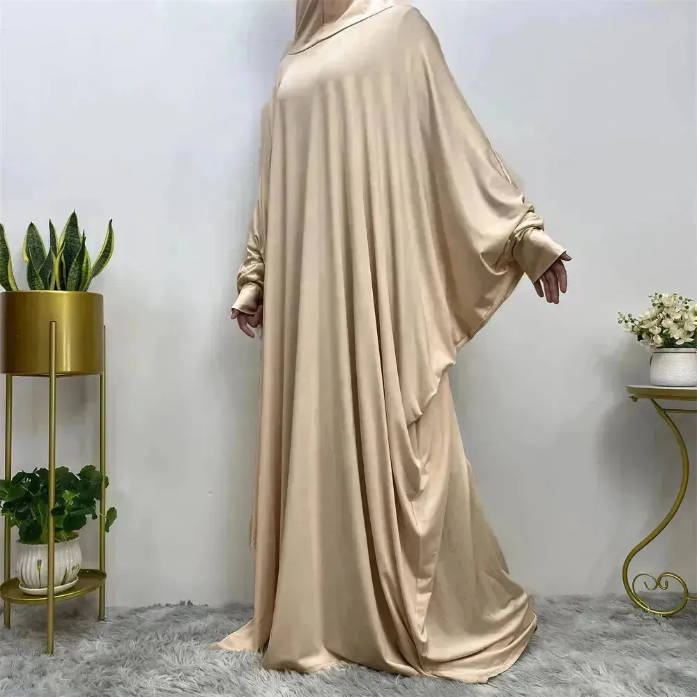 Batwing Sleeve Plain Abaya for Muslim Arab Women Eid Jalabiya for Women Islamic Wear for Women