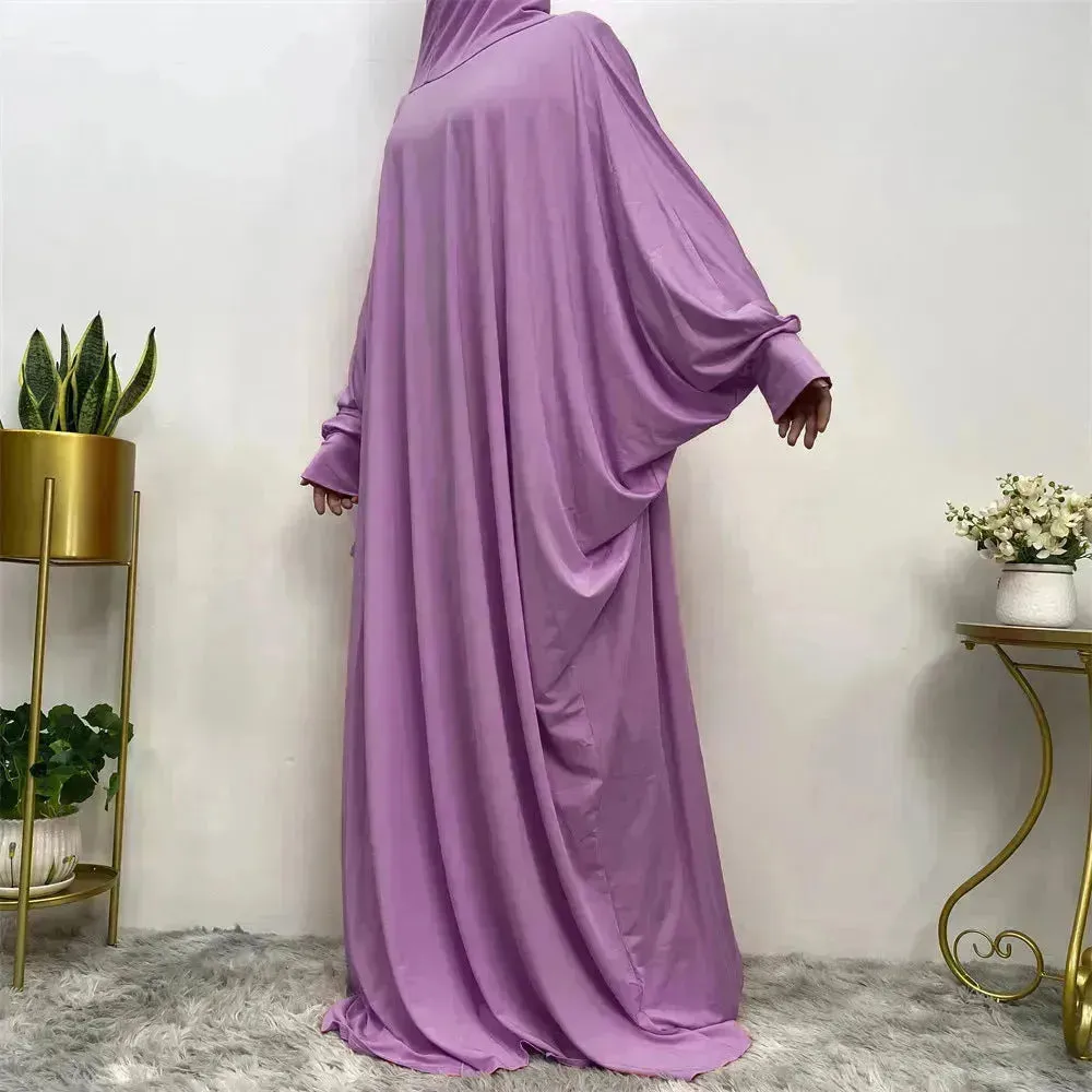 Batwing Sleeve Plain Abaya for Muslim Arab Women Eid Jalabiya for Women Islamic Wear for Women