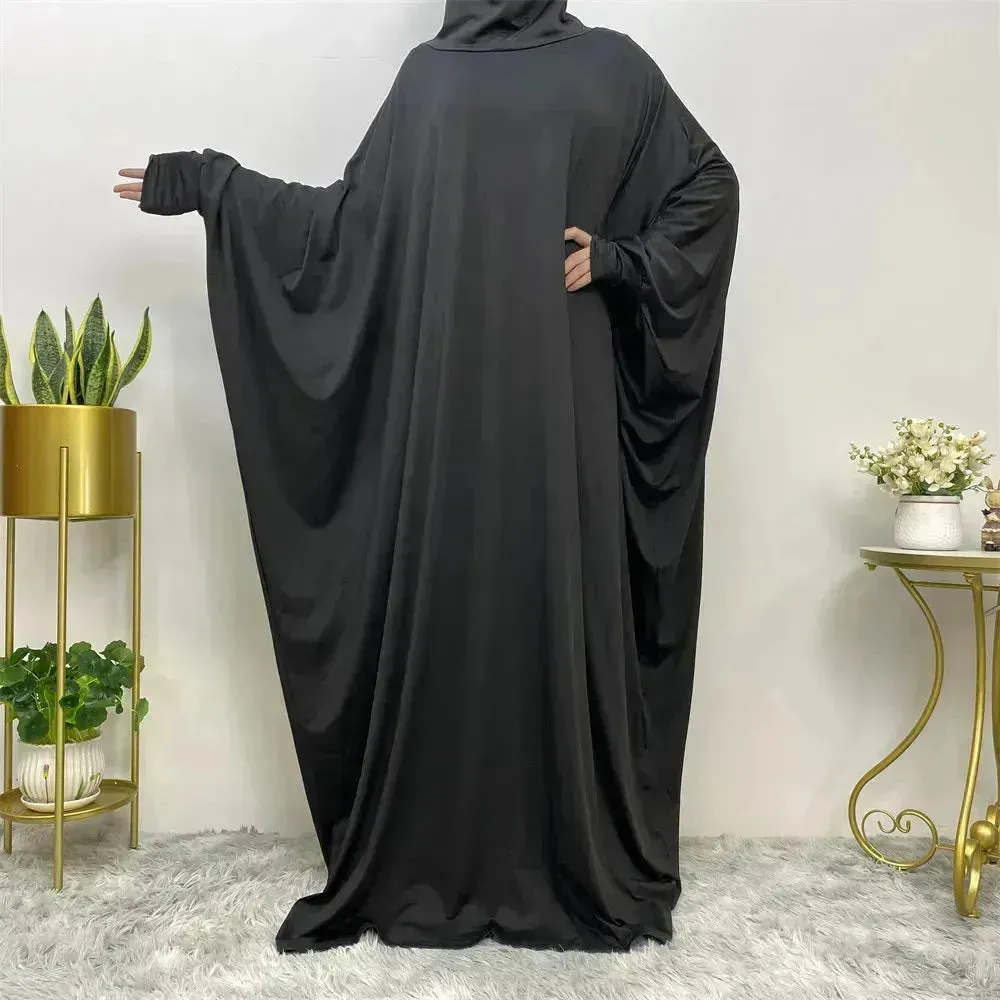 Batwing Sleeve Plain Abaya for Muslim Arab Women Eid Jalabiya for Women Islamic Wear for Women