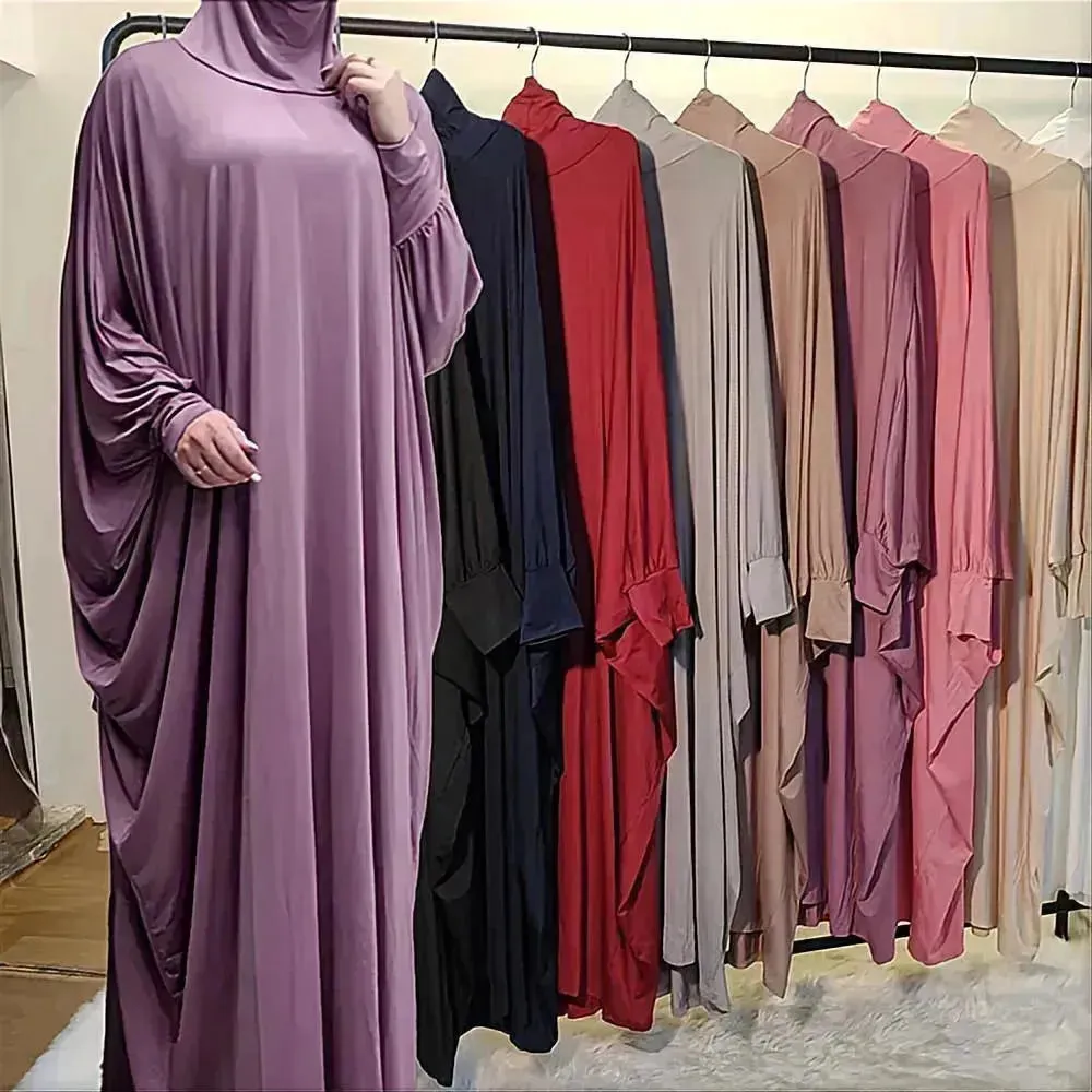 Batwing Sleeve Plain Abaya for Muslim Arab Women Eid Jalabiya for Women Islamic Wear for Women