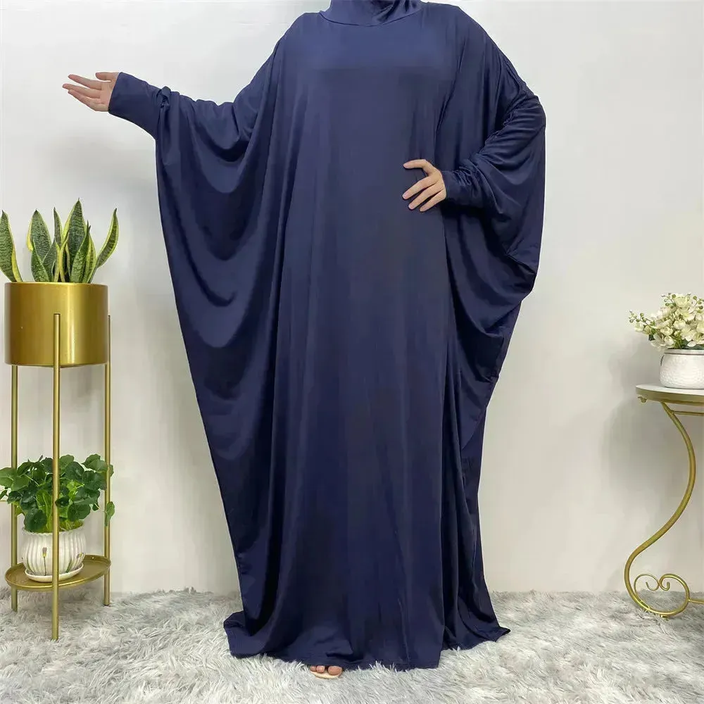 Batwing Sleeve Plain Abaya for Muslim Arab Women Eid Jalabiya for Women Islamic Wear for Women