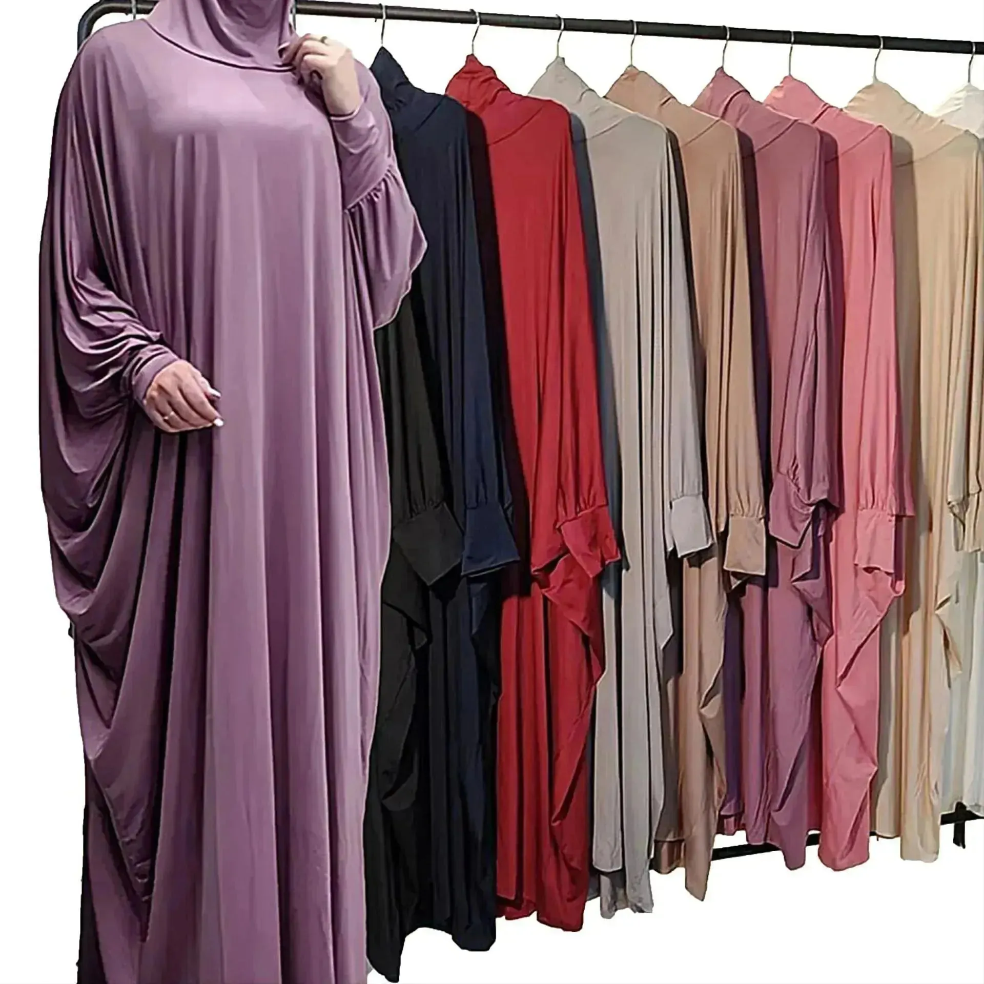 Batwing Sleeve Plain Abaya for Muslim Arab Women Eid Jalabiya for Women Islamic Wear for Women