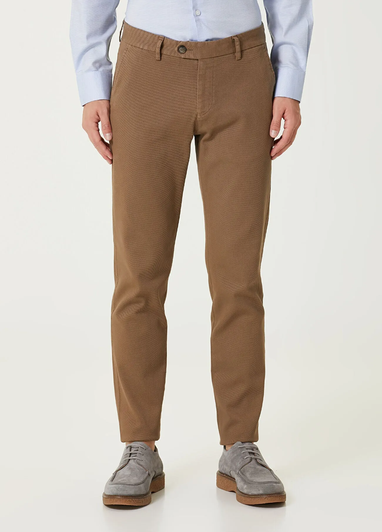 Beymen Club Men Slim Fit Mink Twill Textured Chino Pants Beige