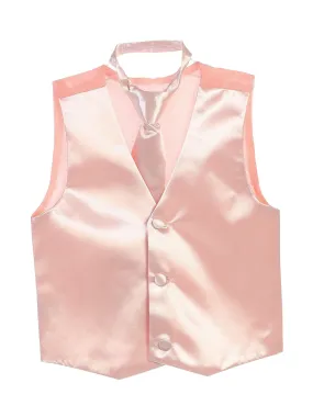 Big Boys Blush Three Button Satin Vest Tie 2 Pc Set 8-16