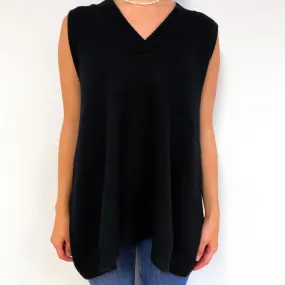 Black Cashmere Sleeveless V-Neck Tunic Small