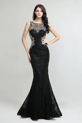 Black Mermaid Formal Long Prom Dress Evening Dress