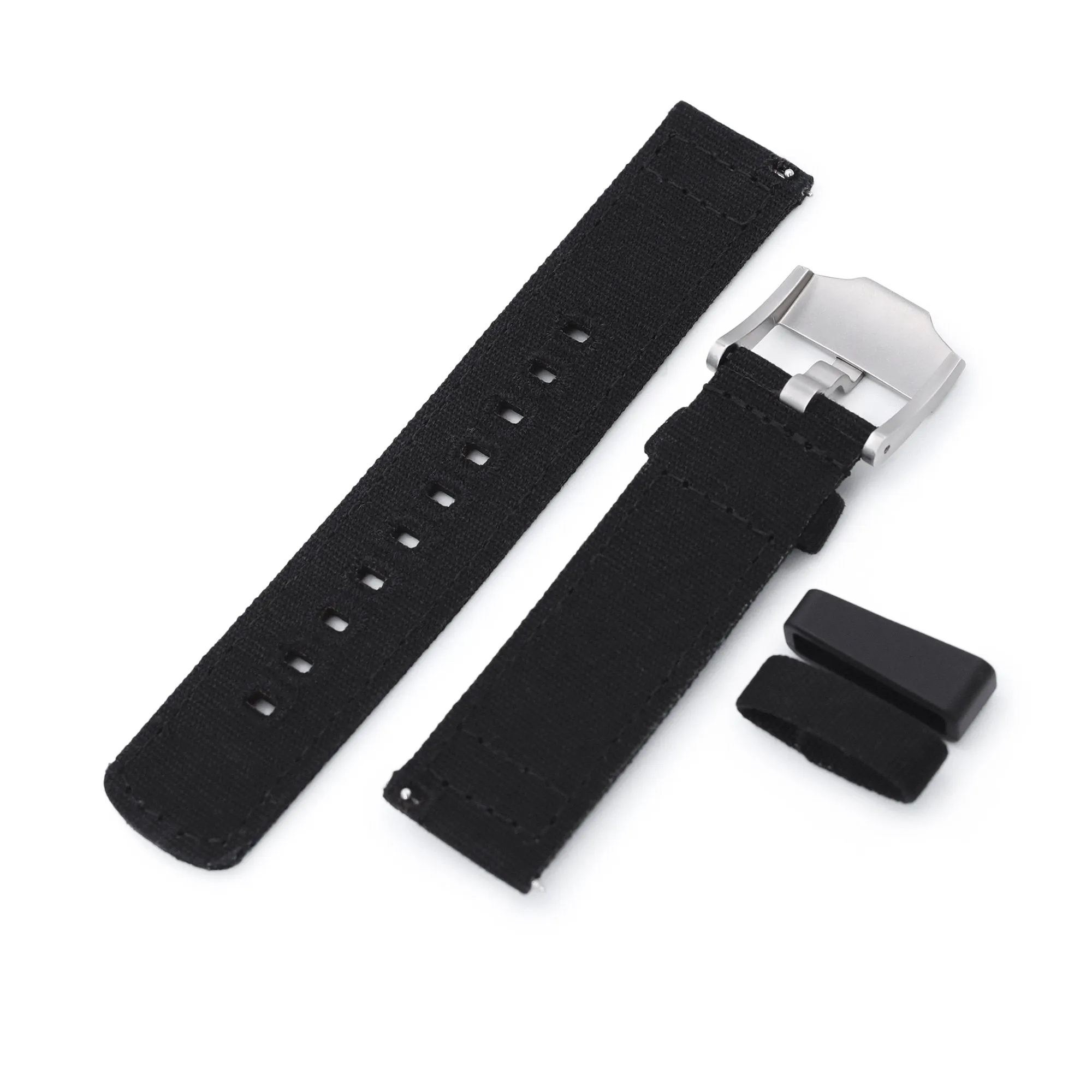 Black Quick Release Canvas Watch Strap, 22mm or 20mm