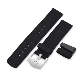 Black Quick Release Canvas Watch Strap, 22mm or 20mm