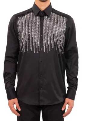 Black Silver "Rain drop" Rhinestone Shirt