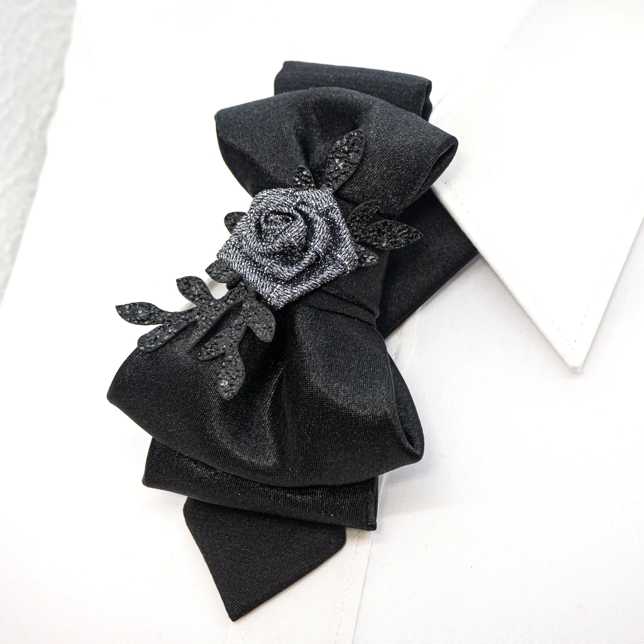 BOW TIE "SILVER ROSE"