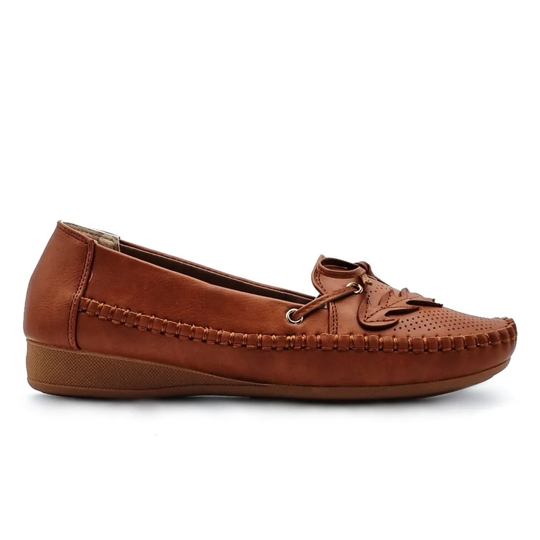 Bow Tie Slip On Loafers Shoes with Leaf Detail