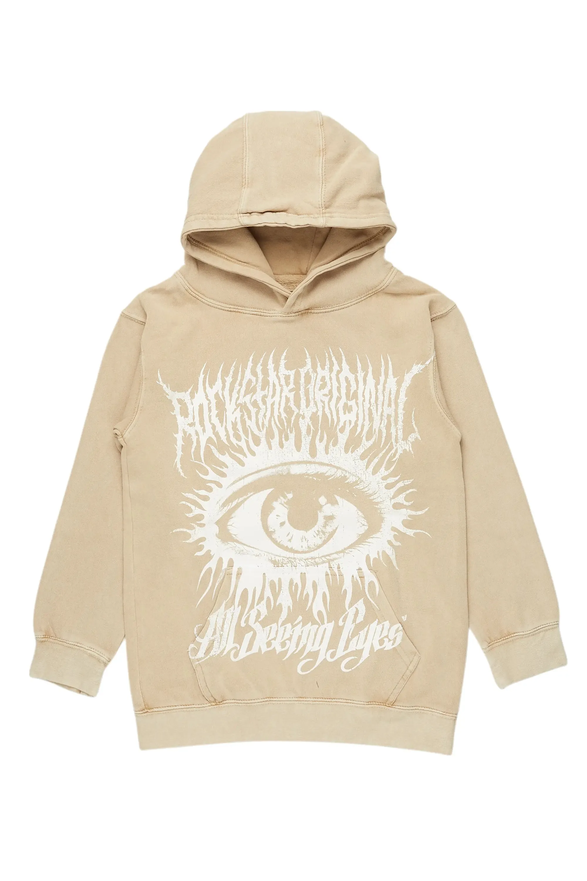 Boys All Eyes Vintage Beige Graphic Hoodie