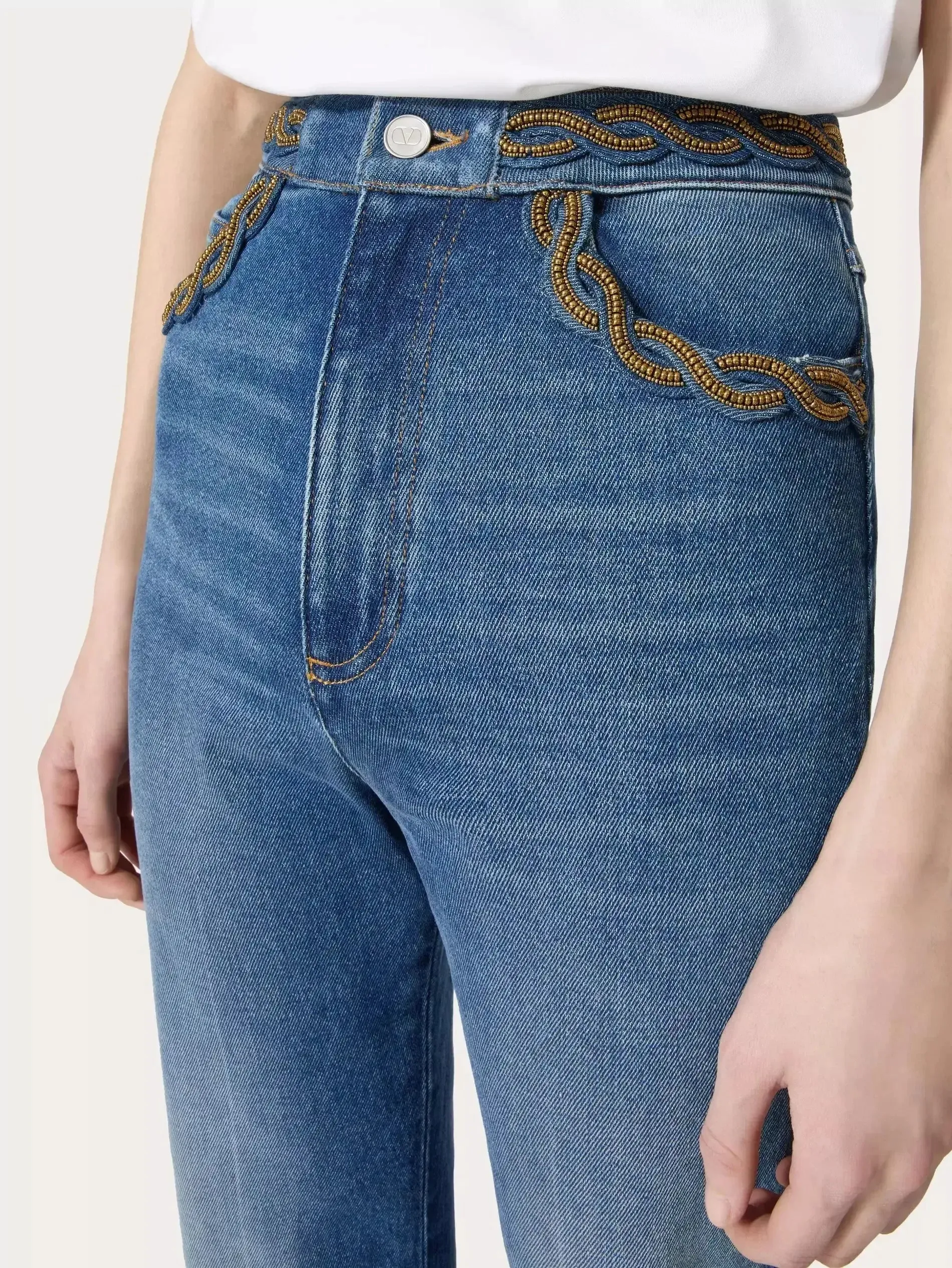 Braid Embroidery Detail Jeans