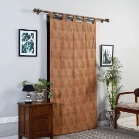 Brown - Double Layered Curtain with Kutch Block Prints