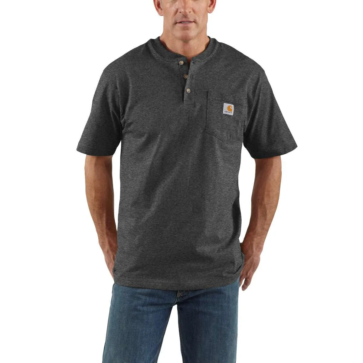 Carhartt Men's Tall Carbon Heather S/S Workwear Henley