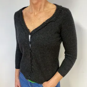 Charcoal Grey 3/4 Sleeve Cashmere V-Neck Cardigan Medium