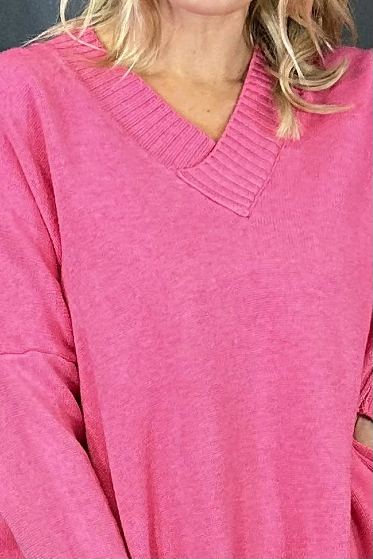 Charee V-Neck Jumper Fuchsia