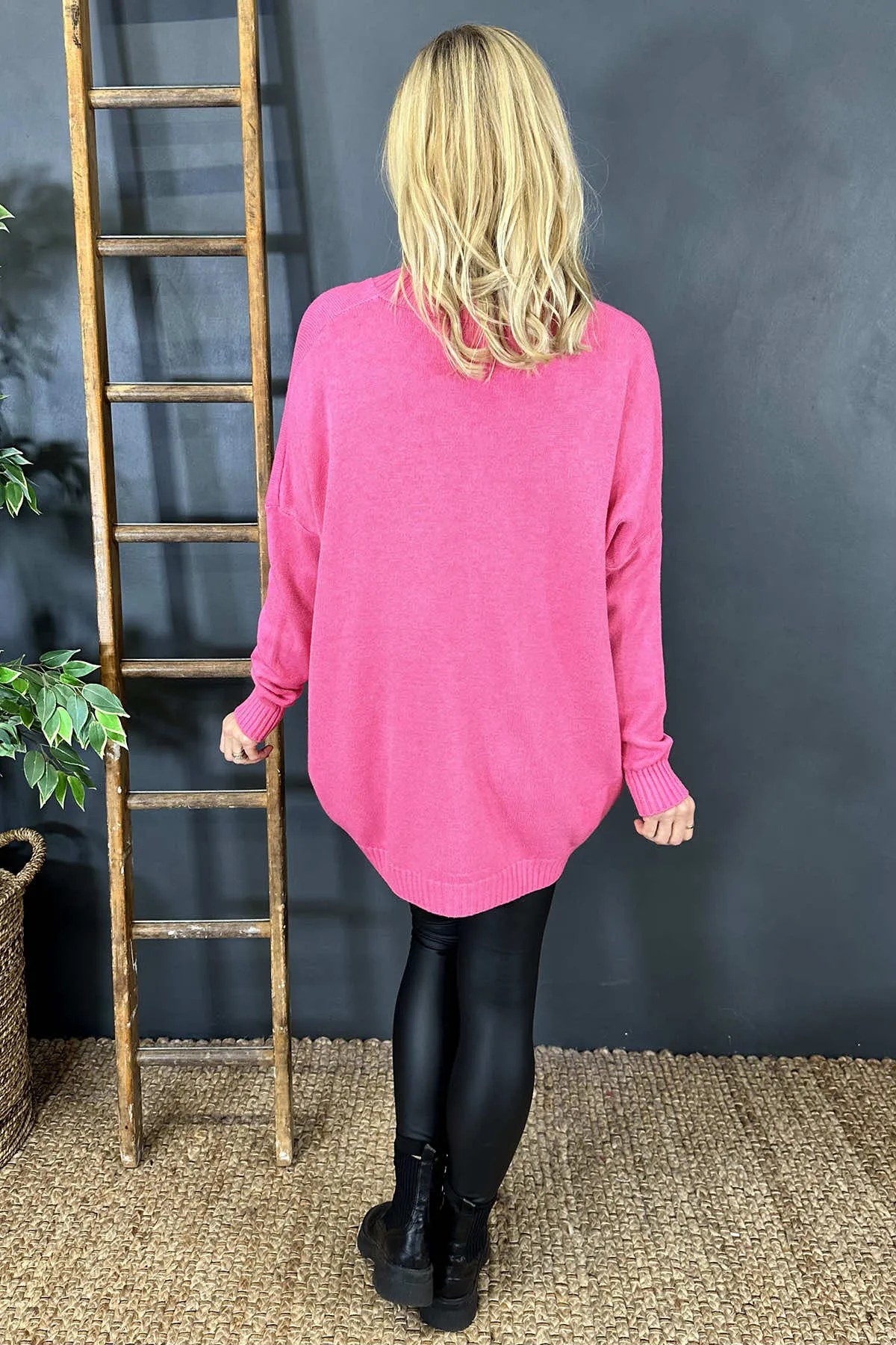 Charee V-Neck Jumper Fuchsia