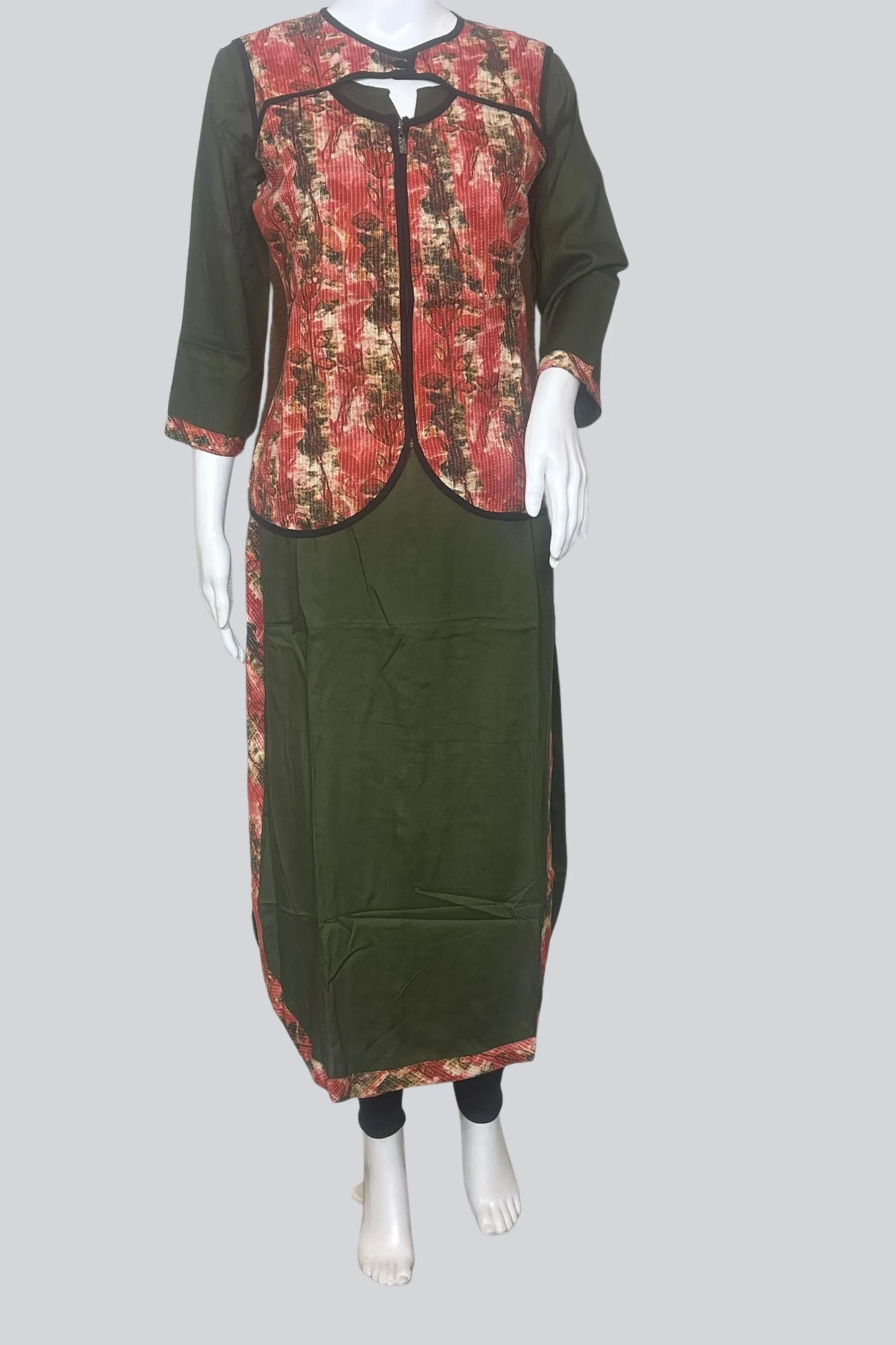 Chic Rayon Kurti with Short Overcoat | 46" Length - JCS Fashions