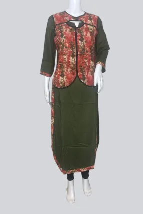 Chic Rayon Kurti with Short Overcoat | 46" Length - JCS Fashions