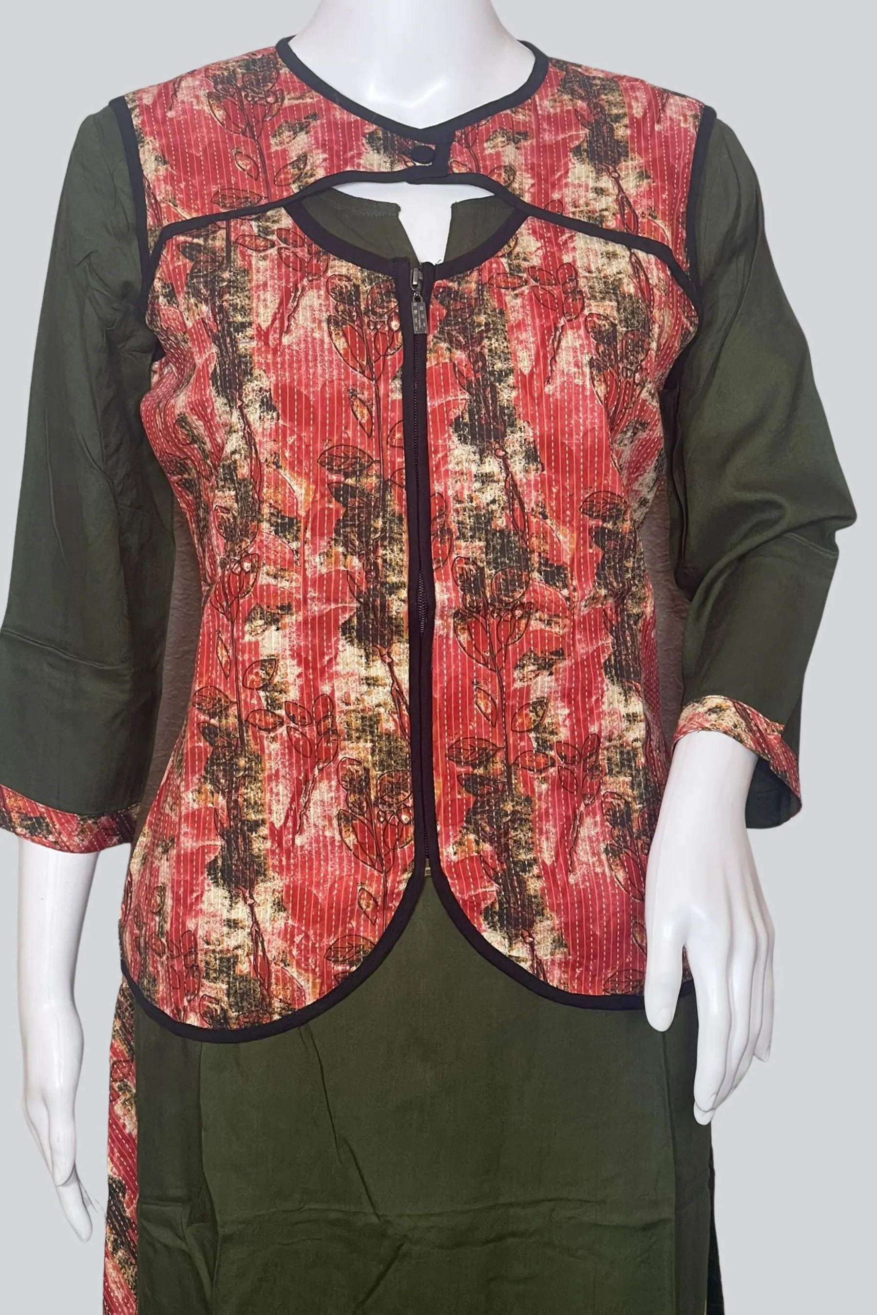 Chic Rayon Kurti with Short Overcoat | 46" Length - JCS Fashions