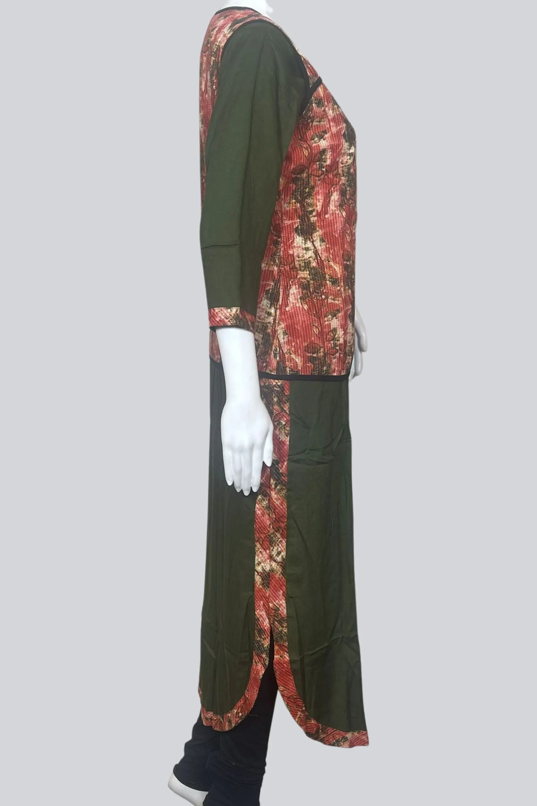 Chic Rayon Kurti with Short Overcoat | 46" Length - JCS Fashions