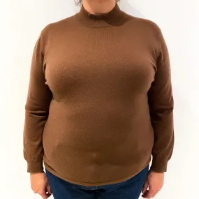 Chocolate Brown Cashmere Polo Neck Jumper Extra Large